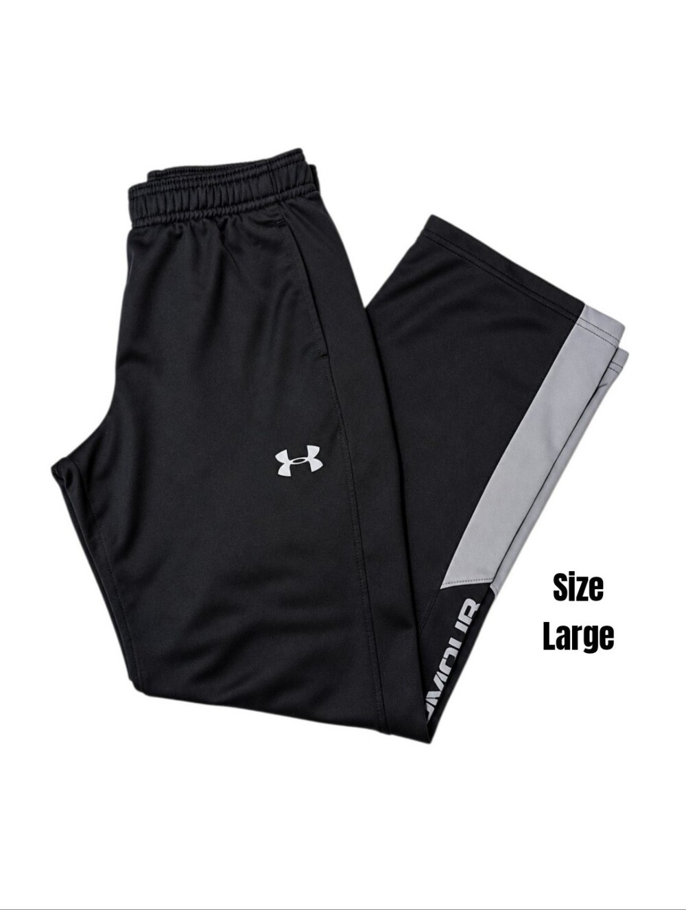 Under Armour Big Boys Black Grey White Logo 2.0 Brawler Pants Size Large 14/16